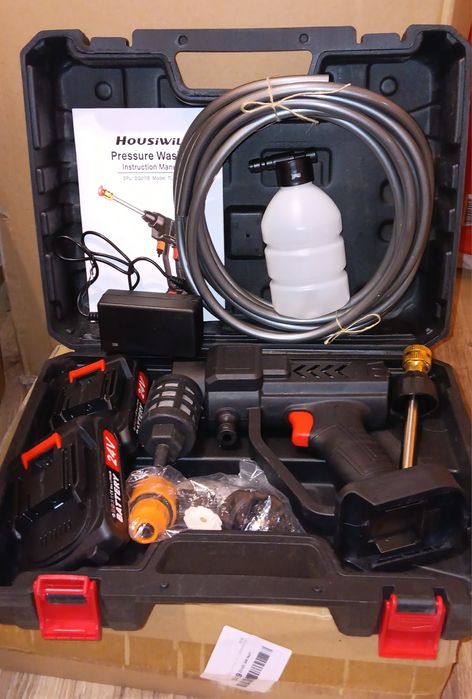 Безжична водоструйка, 2 батерии, пръскачка с пяна, 6-в-1