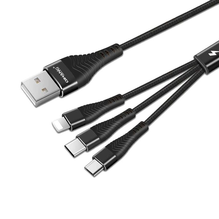 Кабел за зареждане на всички телефони  USB към Apple/Type-C/MicroUSB