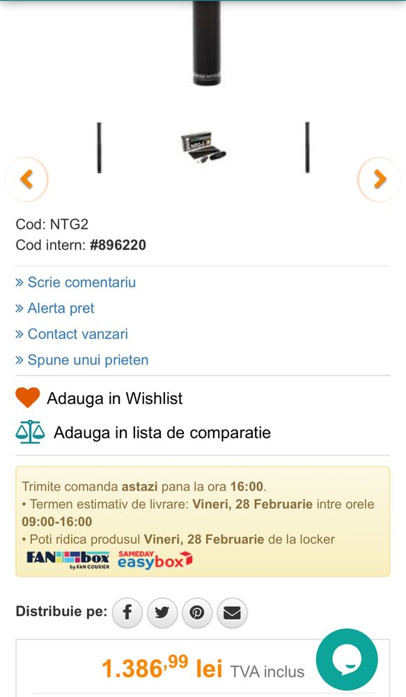 Rode RØDE NTG-2 microphone Black Digital, sigilat, transporr inclus
