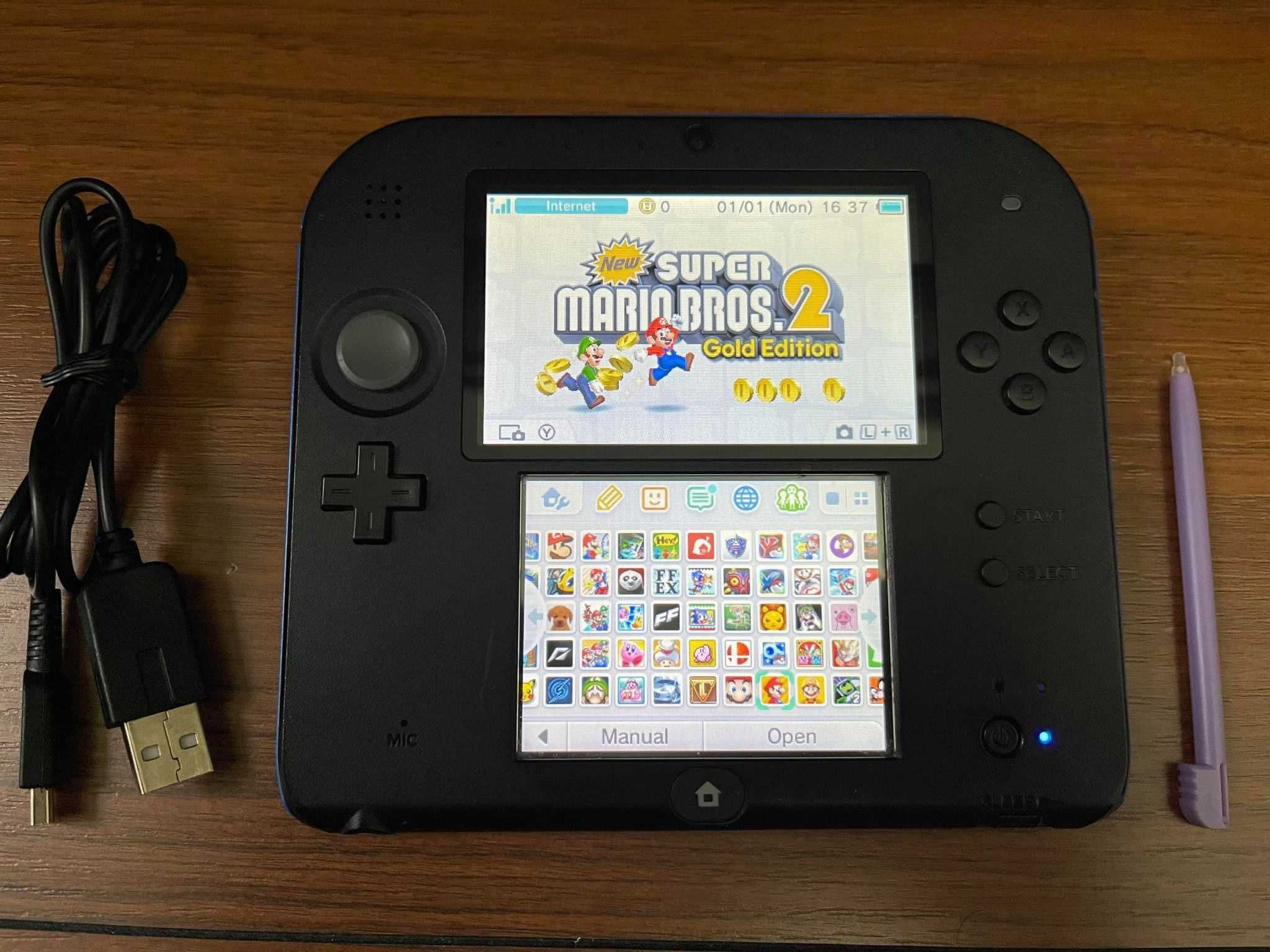 Nintendo 2DS MODAT cu 60 jocuri : Mario Zelda Pokemon Luigi Kirby,etc