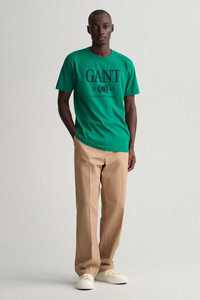 Tricou GANT cu logo, retro bumbac ,verde,L, original