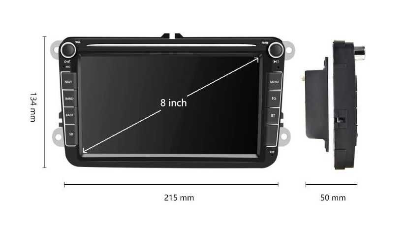 VW/SEAT/SKODA 8 инча 2 din мултимедия android 13 2GB+64GB