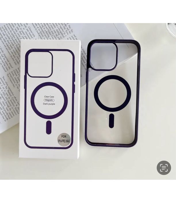 Iphone 14/15/16E PLUS PRO MAX Husa Magsafe Margine Colorata Spate Plex