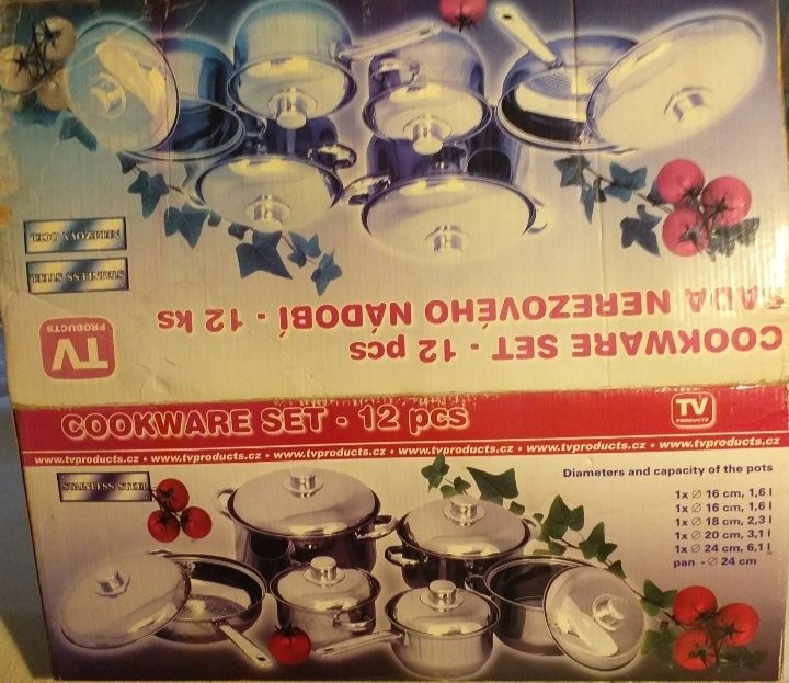 Vase inox noi set 6  buc plus 6 capace