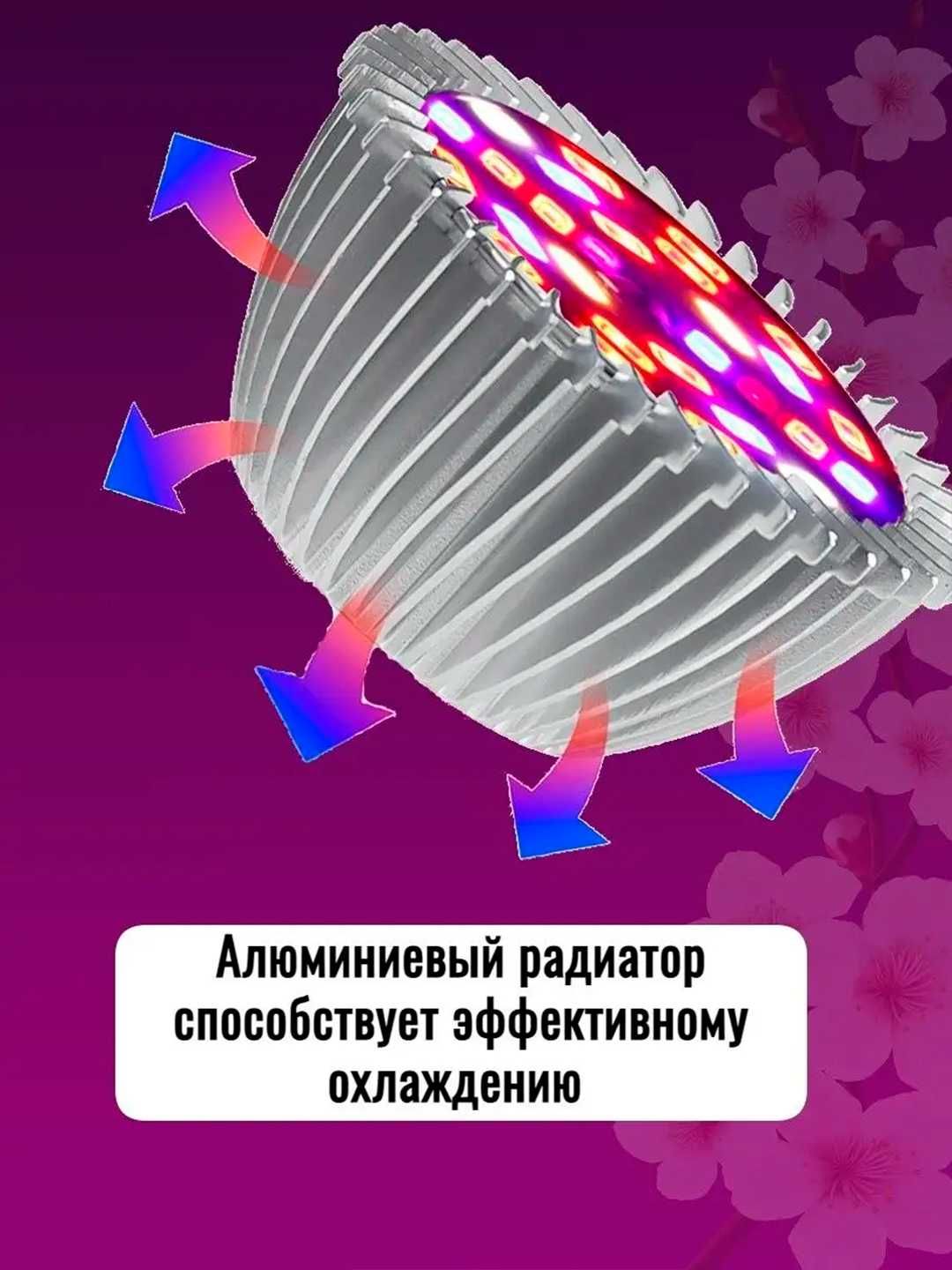 Фитолампа, полный спектр, цоколь Е27. 18 и 28 Светодиодов