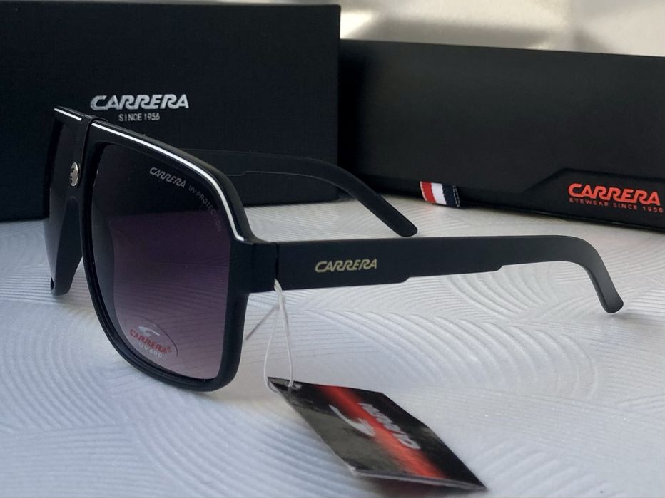 Мъжки слънчеви очила маска carrera черни с кожа