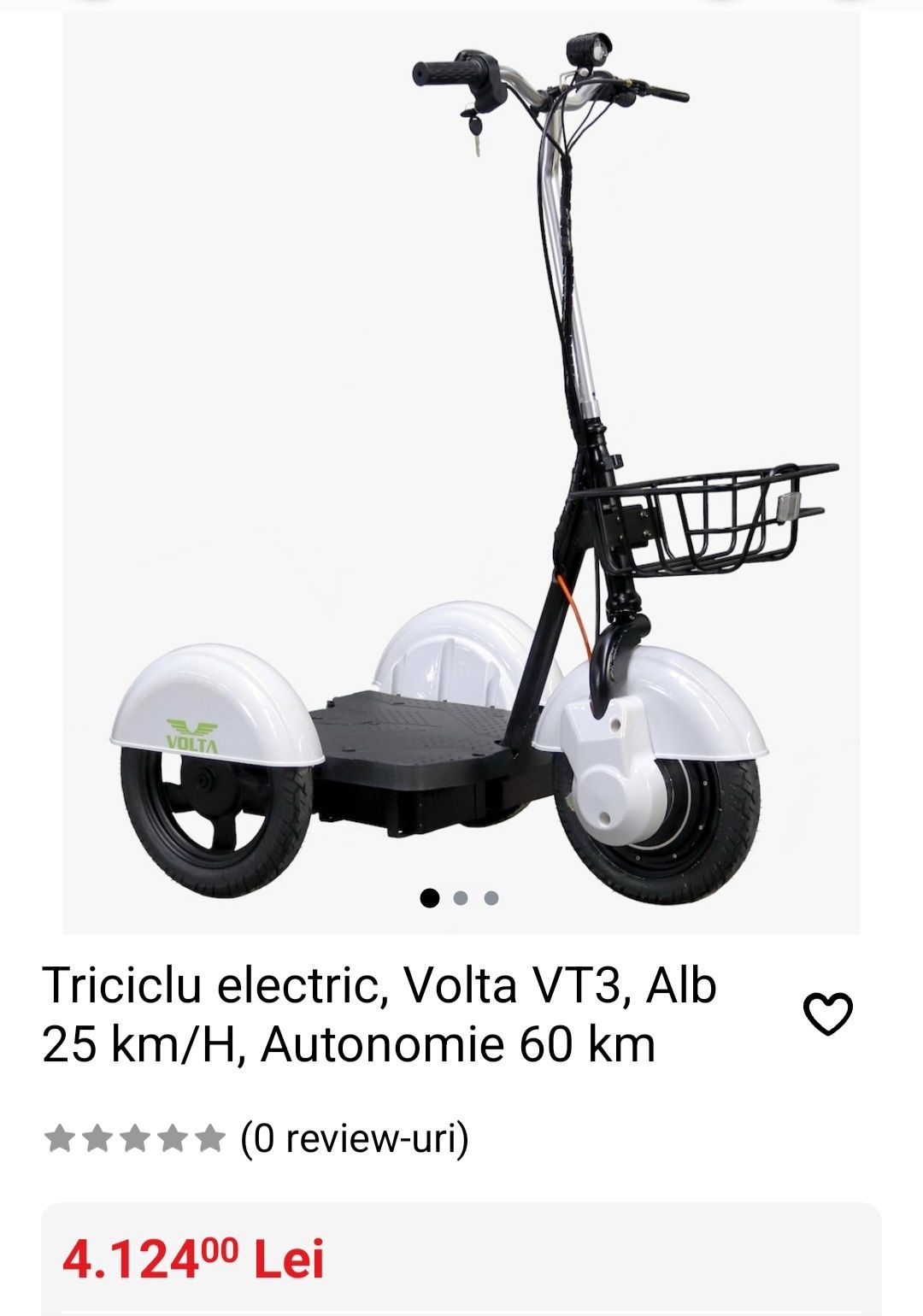 Triciclu electric Volta VT3 alb