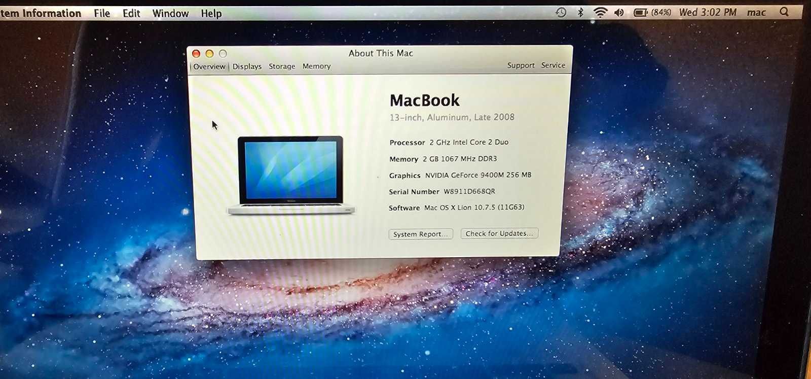 MacBook 13,3'' NVIDIA GeForce 9400M 2GB RAM 500 GB SATA Disk-отличен