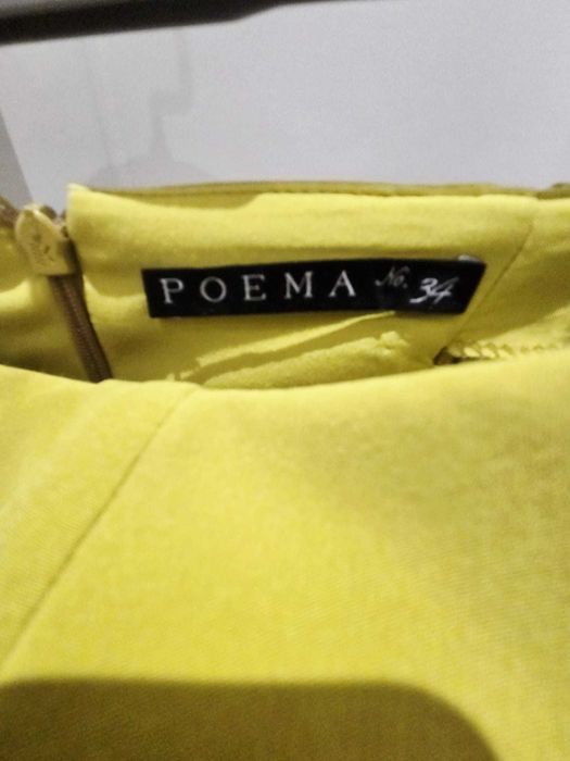 Rochie Poema, mărimea 34 – strapless, verde lime, croială conică