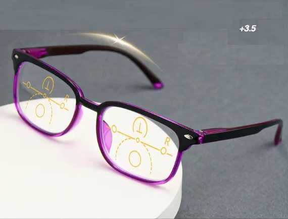 Ochelari de citit multifocali cu lentile progresive.