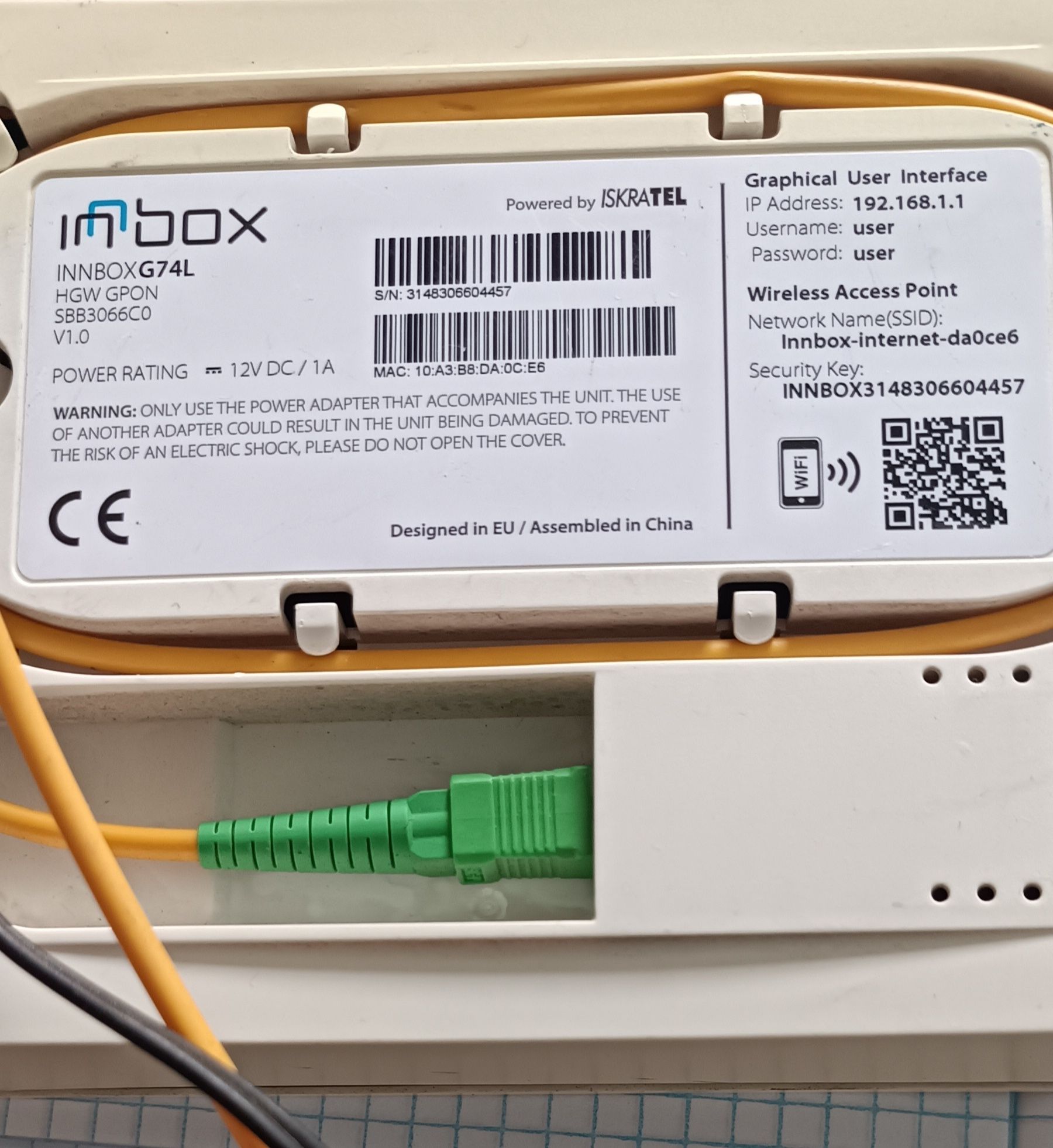 Wifi routor INBOX GPON