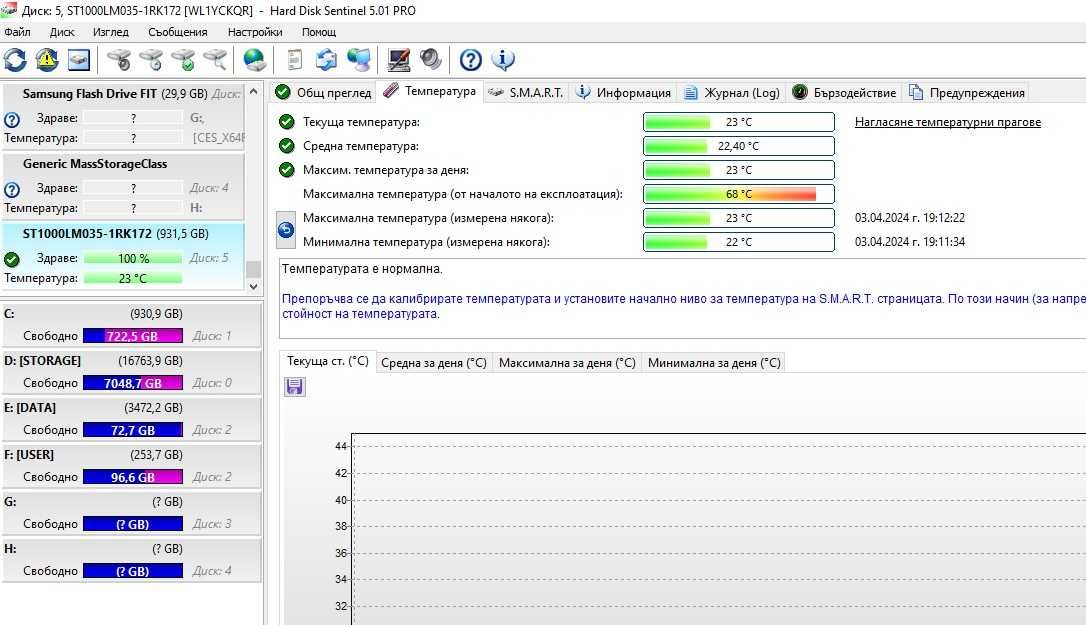 Перфектен хард диск 1TB SEAGATE hdd SATA laptop 1ТБ hard disk