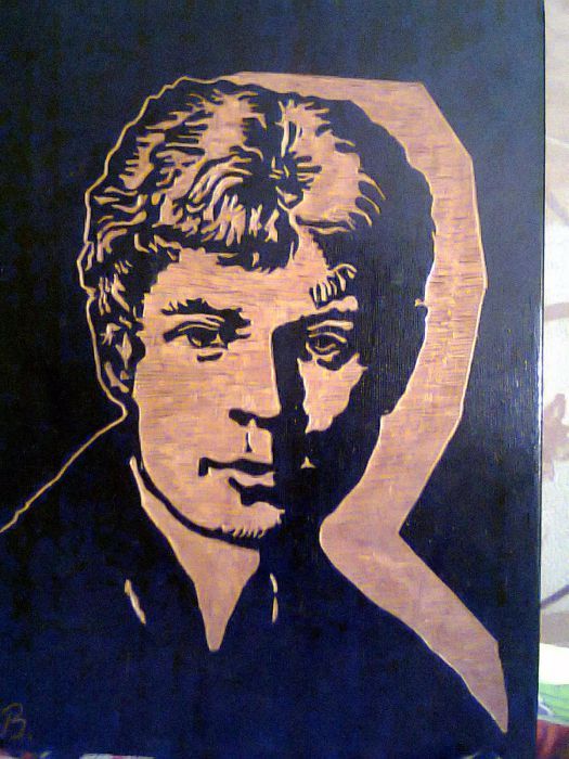 Картины на дереве- Есенин, пейзаж, деревянные сувериры