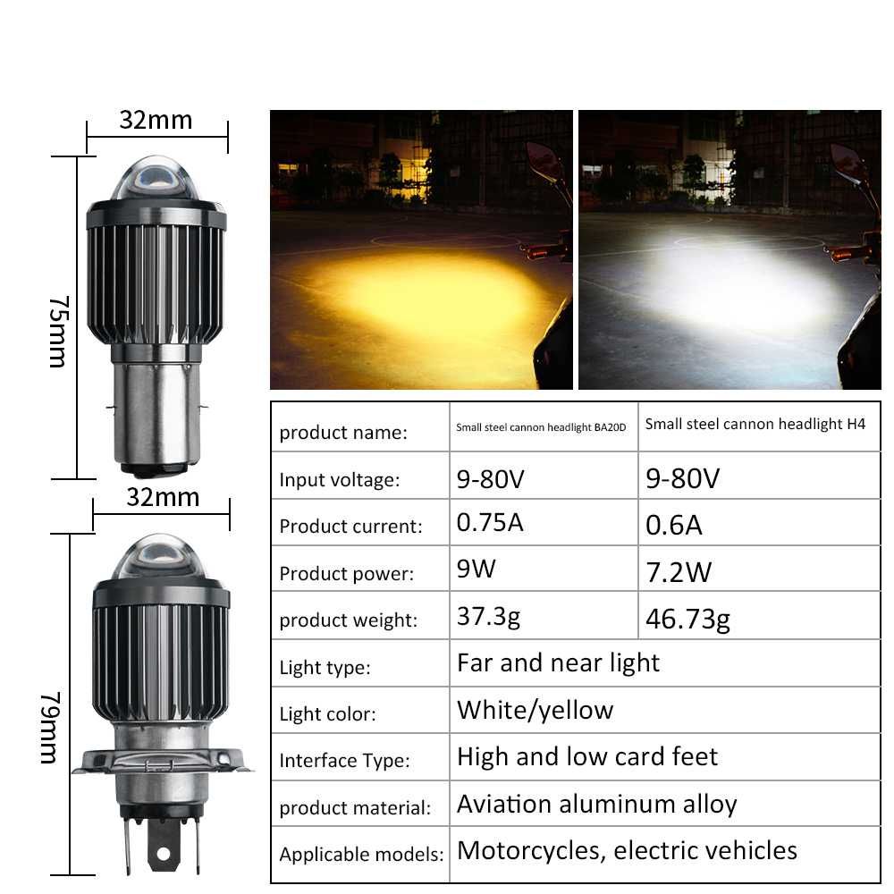 Led H4 moto ATV , cu lupa, lumina alb-rece, 6000k