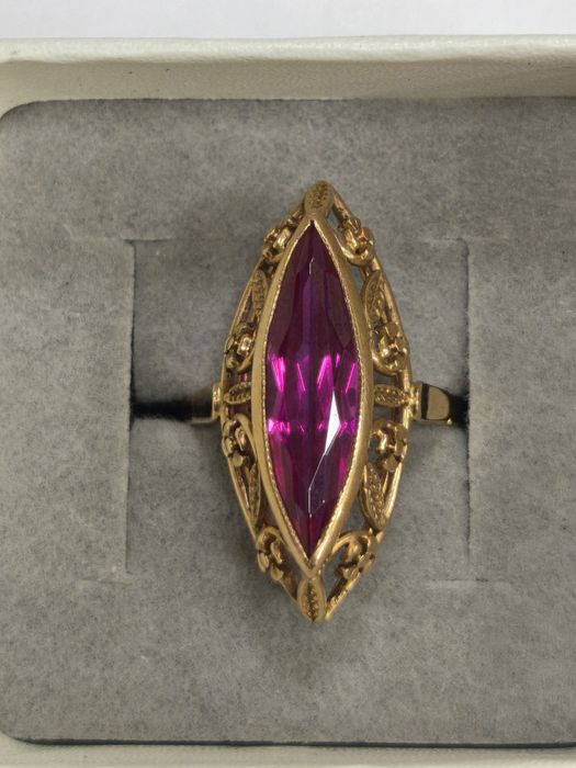 Кольцо золотое. Маркиз. Розовое золото.