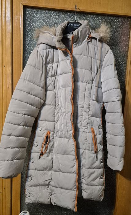 Palton lung de damă, sezon iarna, imblanit, cu glugă, marimea XXL