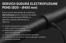 Servicii sudură electrofuziune PEHD (Ø20 – Ø400 mm)