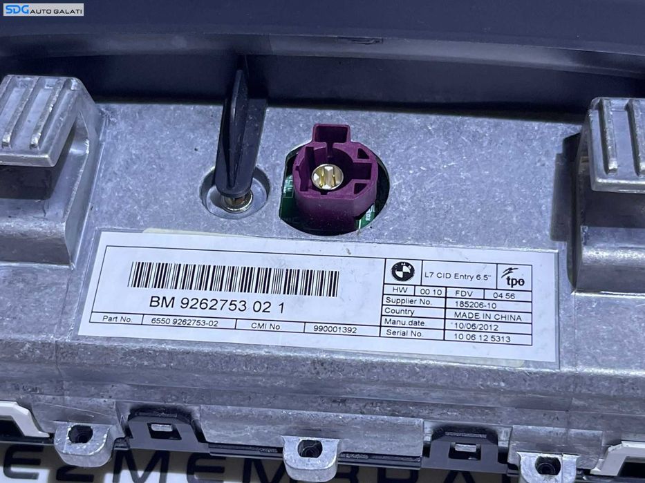 Display Ecran Afisaj Navigatie Bord BMW Seria 3 F30 F31 F80 2011 - 2019 Cod 9262753 9262753021 6550926275302