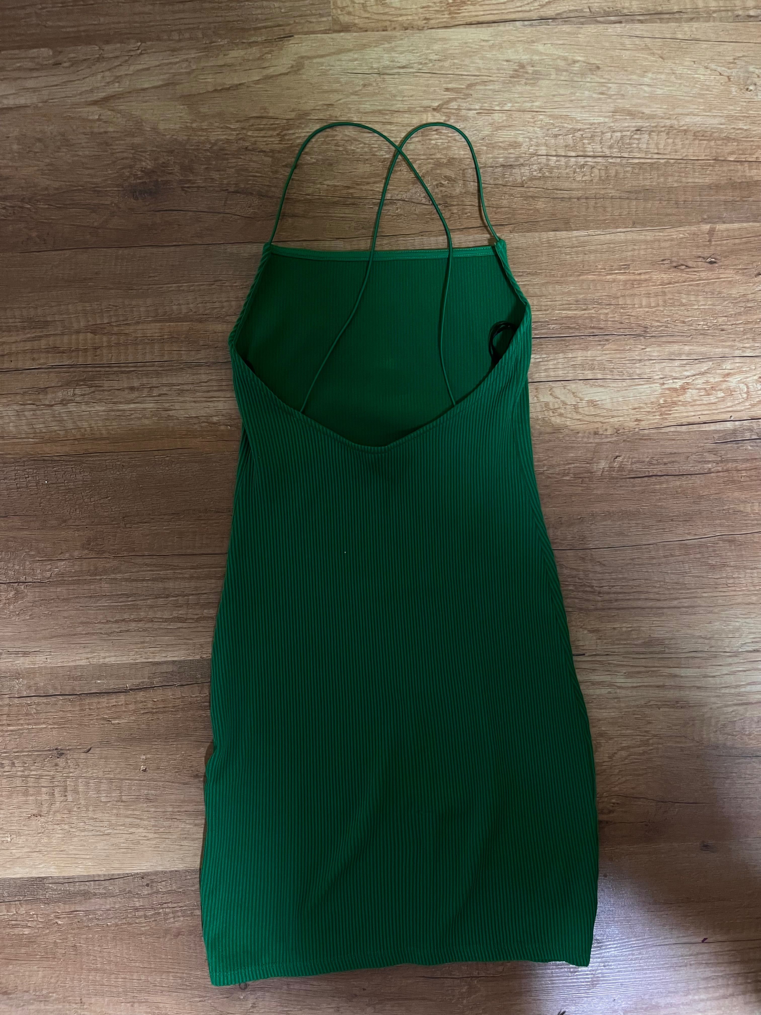 Зелена рокля с гол гръб от h&m