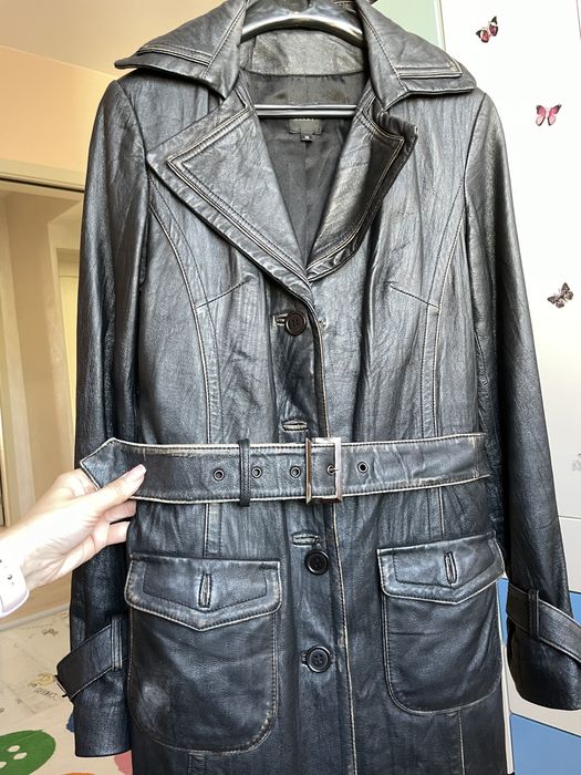 Дълго кожено манто размер С