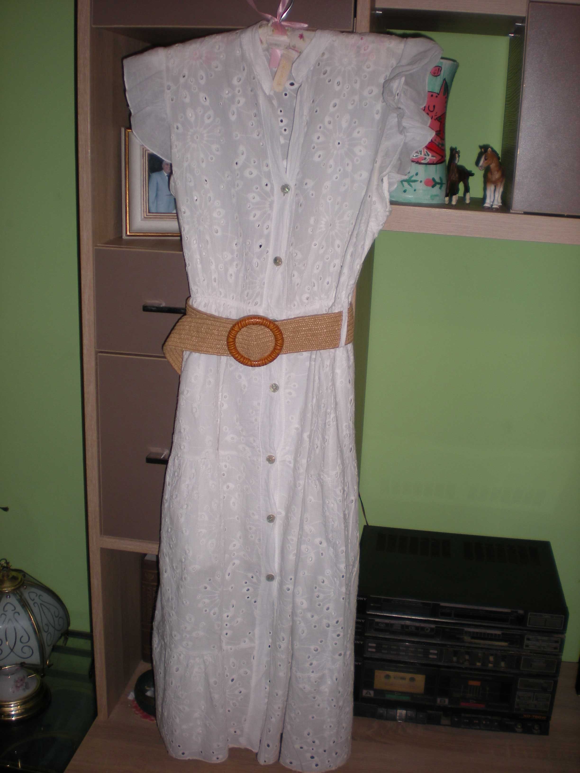 Rochie vara din panza brodata  cu cordon
