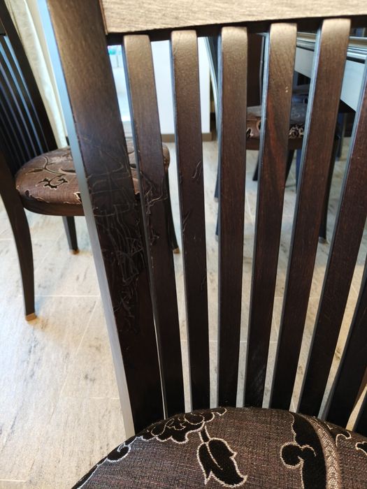 Трапезна маса и столове, разтегаема, масивно дърво, венге