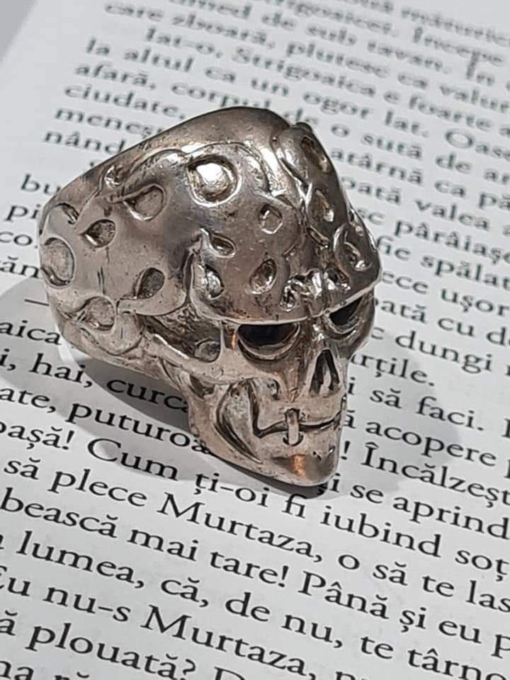 Inel craniu Skull din argint Memento Mori