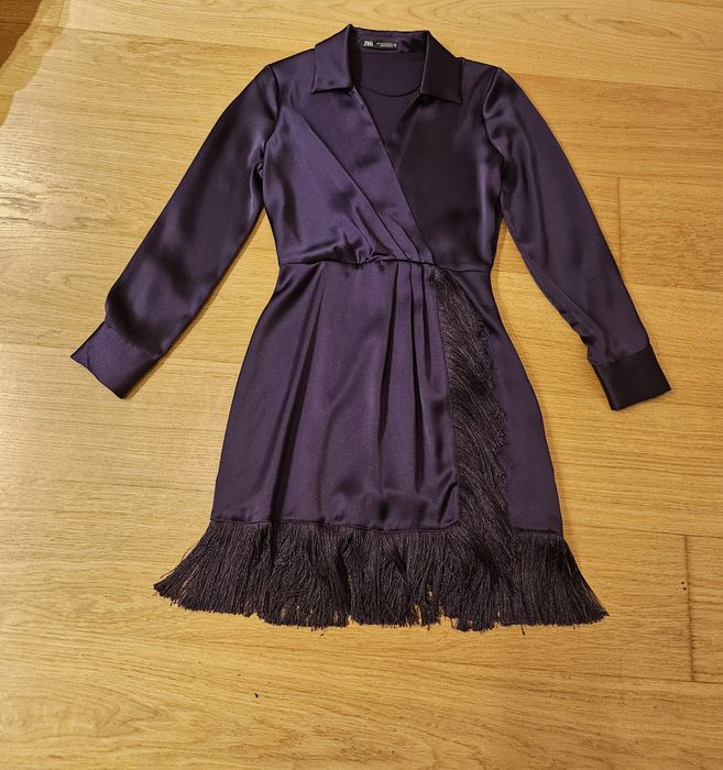 ZARA GLAMOROUS официална коприна рокля S