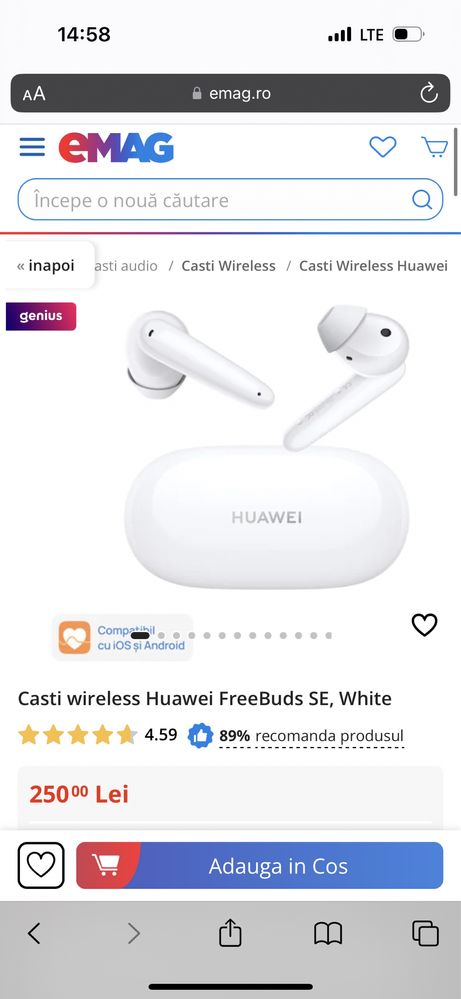 Vand Huawei Freebuds SE
