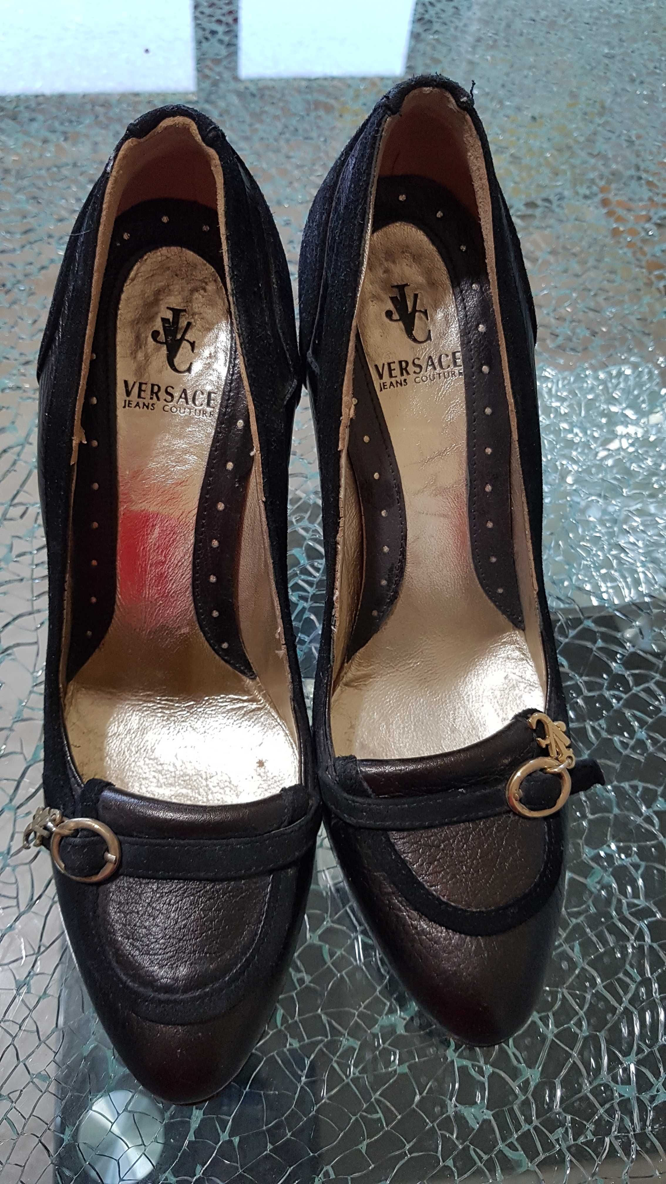 Pantofi  Negri cu Toc Versace, ORIGINALI,M 36