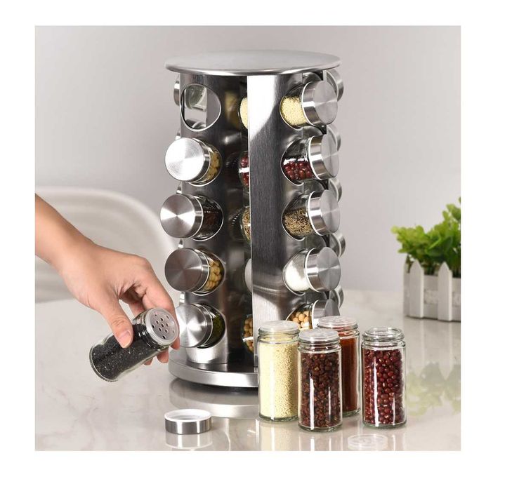 Въртящ се органайзер за подправки/ Поставка за 20 стъклени бурканчета
