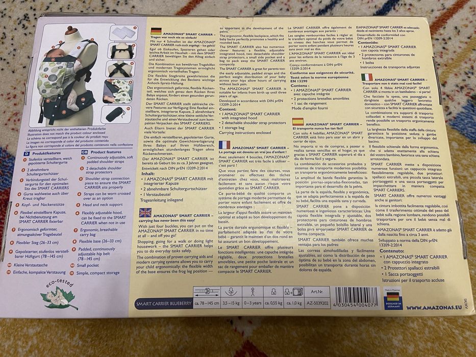 Port bebe Amazonas Smart Carrier Symbol, Blueberry - ergonomic