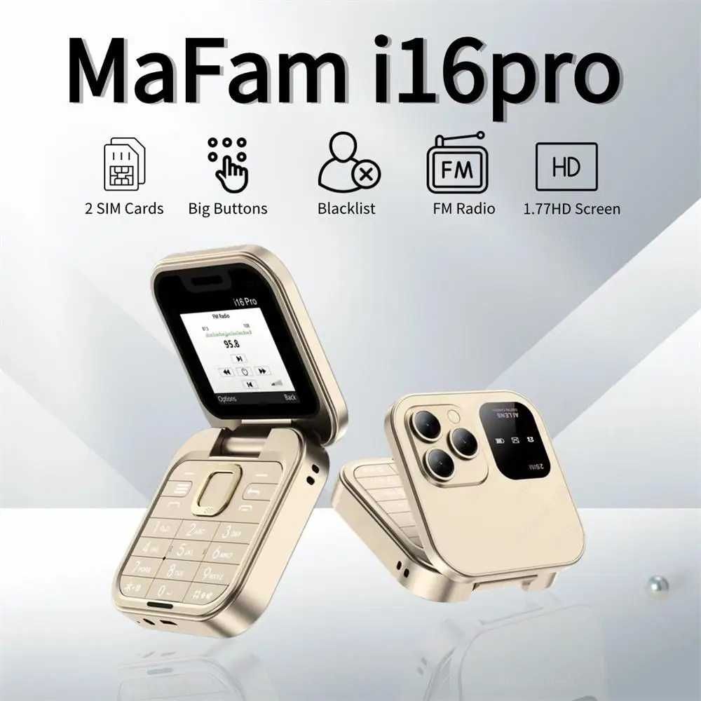 НОВА ЦЕНА Сгъваем мобилен телефон i16 Pro – компактност и удобство!