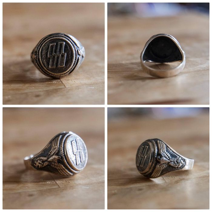 Inel SS totenkopf antipartizani ww2 argint