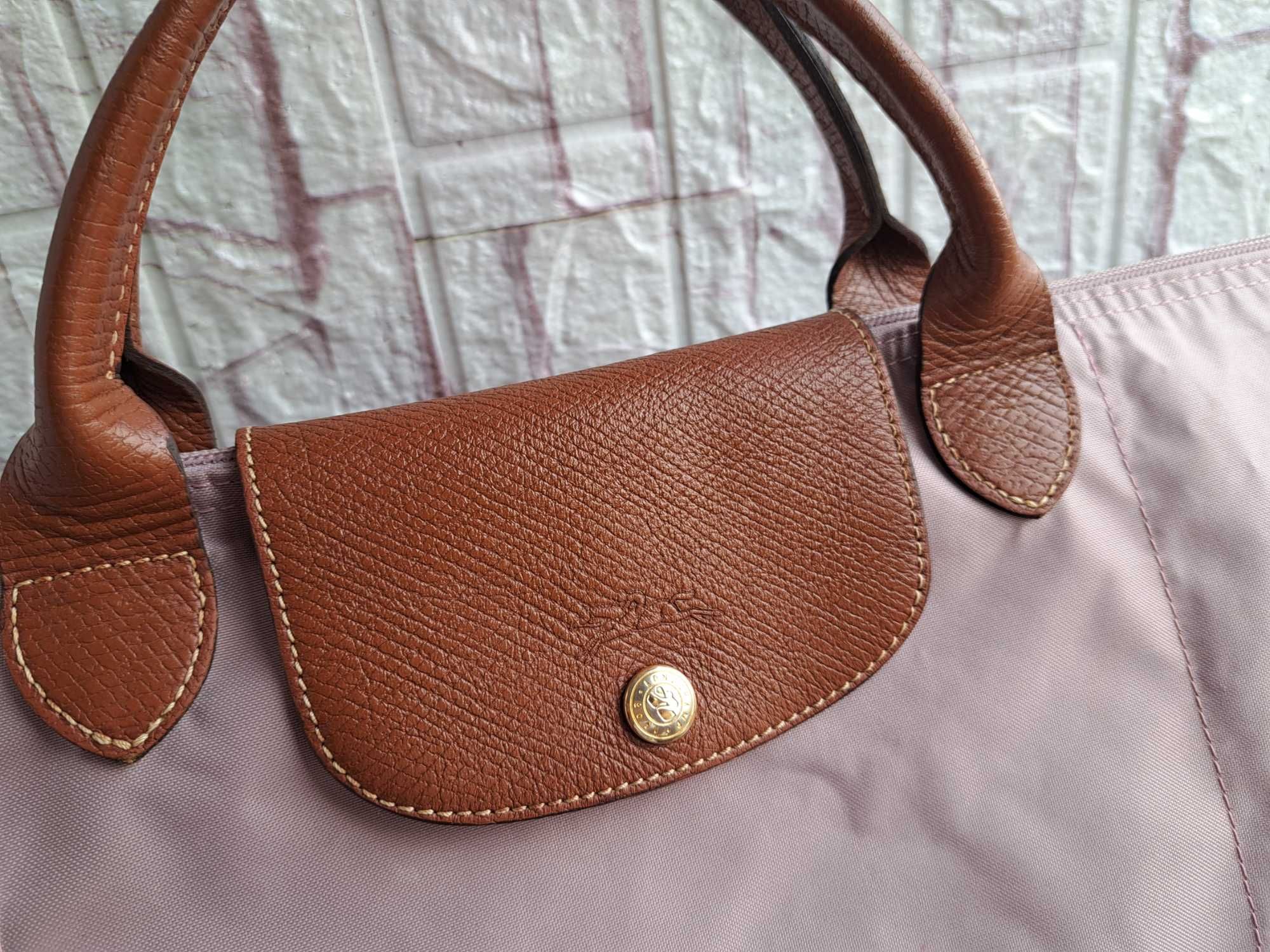 дамска чанта,голяма розова торба Longchamp,пътна чанта