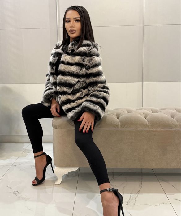 Палто от естествен косъм лисица и лама