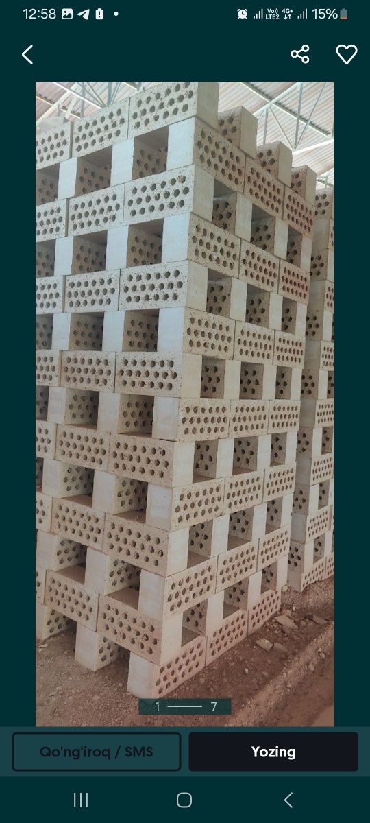 Pishgan xom g'isht 1000/450yetkazib berish hizmati shahar bo'ylab 24/7