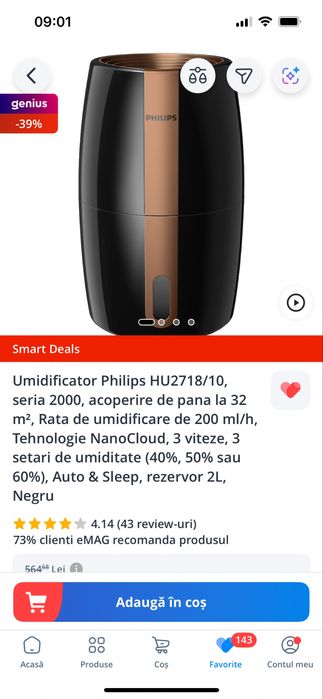 Vând 2 umidificatoare Philips HU2718/10 – aproape noi, stare excelentă