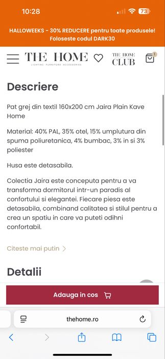 Pat +saltea dormitor Kave Home