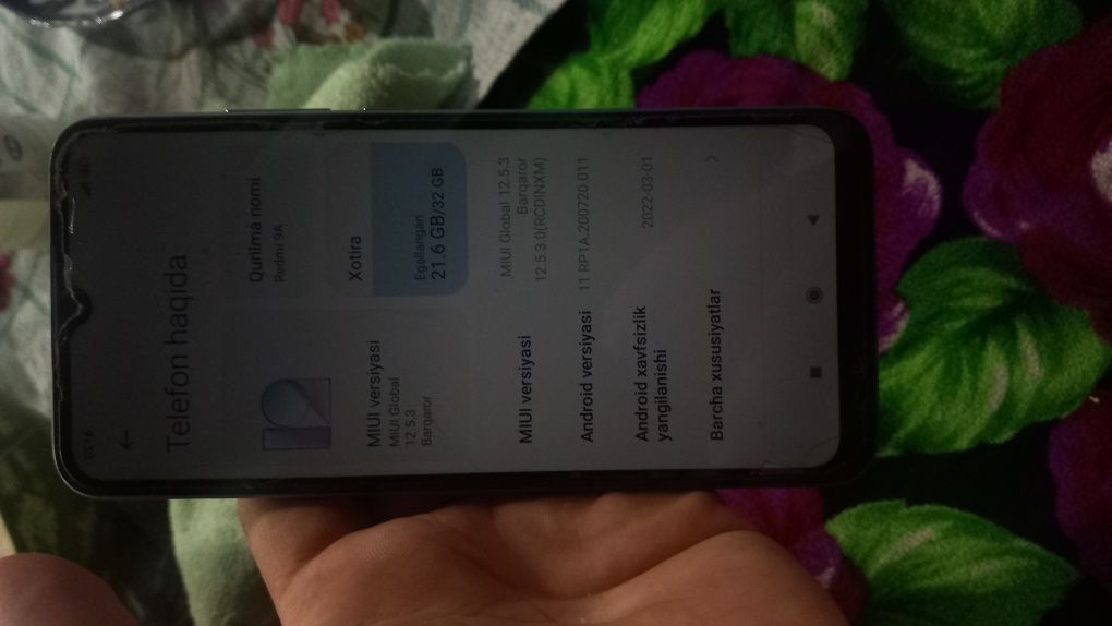 Redmi 9 A kropka dakument bor sotiladi.