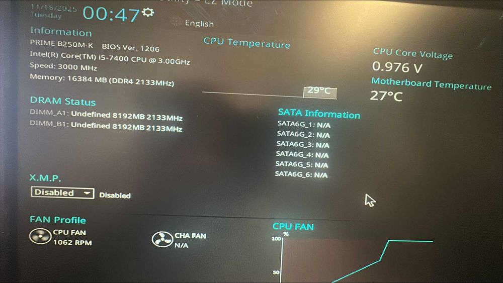 Kit i5-7400 3.5GHz + Asus Prime B250M-K + 16GB DDR4