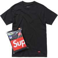 Supreme x Hanes Tagless футболки (3 футболки) черные, размер (S)