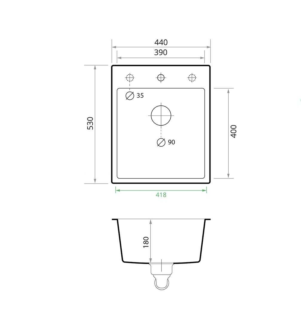 Бежова Кухненска Мивка от гранит модел РИГА XXL 440 x 530
