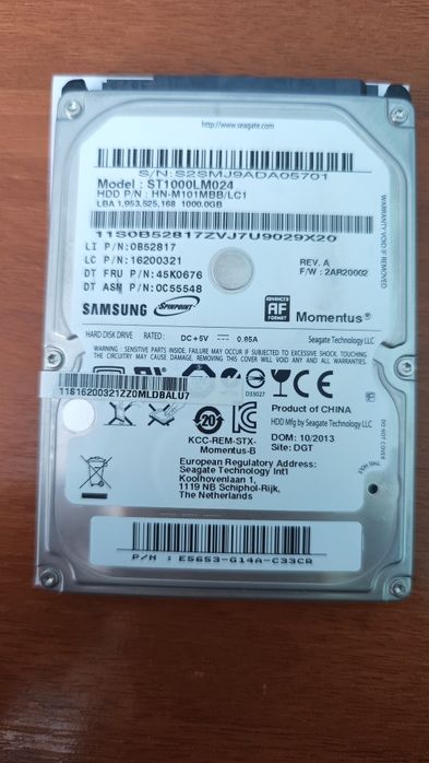 Продам жёсткий диск для ноутбука 1000 Gb