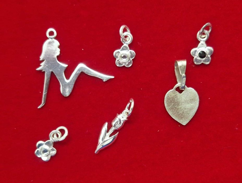 AG163,set 6 pandantive argint 925, noi/marcate, pretabil martisoare