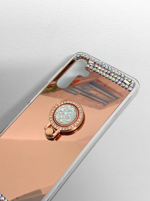 Husa tip oglinda, pietricele + inel pt. Samsung Galaxy A14 , A34 , A54
