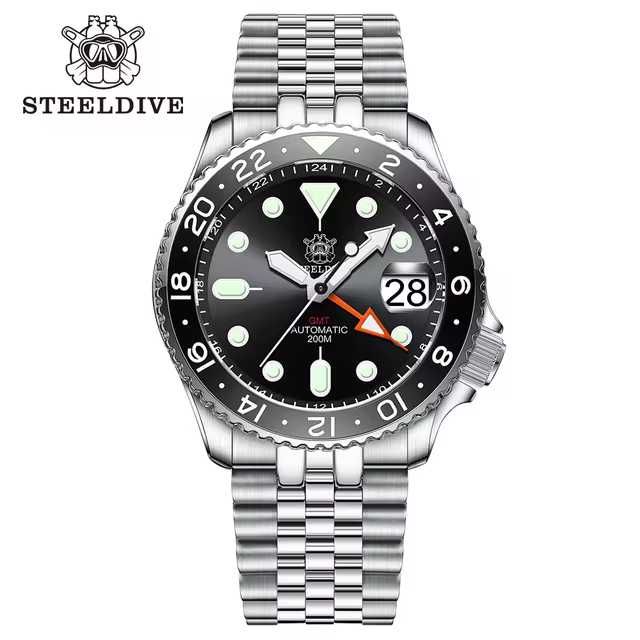 SD1994 Steeldive 42 mm GMT ssk Seiko Automatic NH34 Diver 200 m