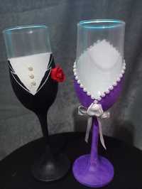 pahare pentru nunti si evenimente decorate manual
