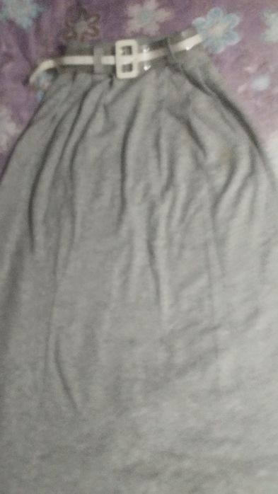 Юбка шерсть серая длинная размер 48