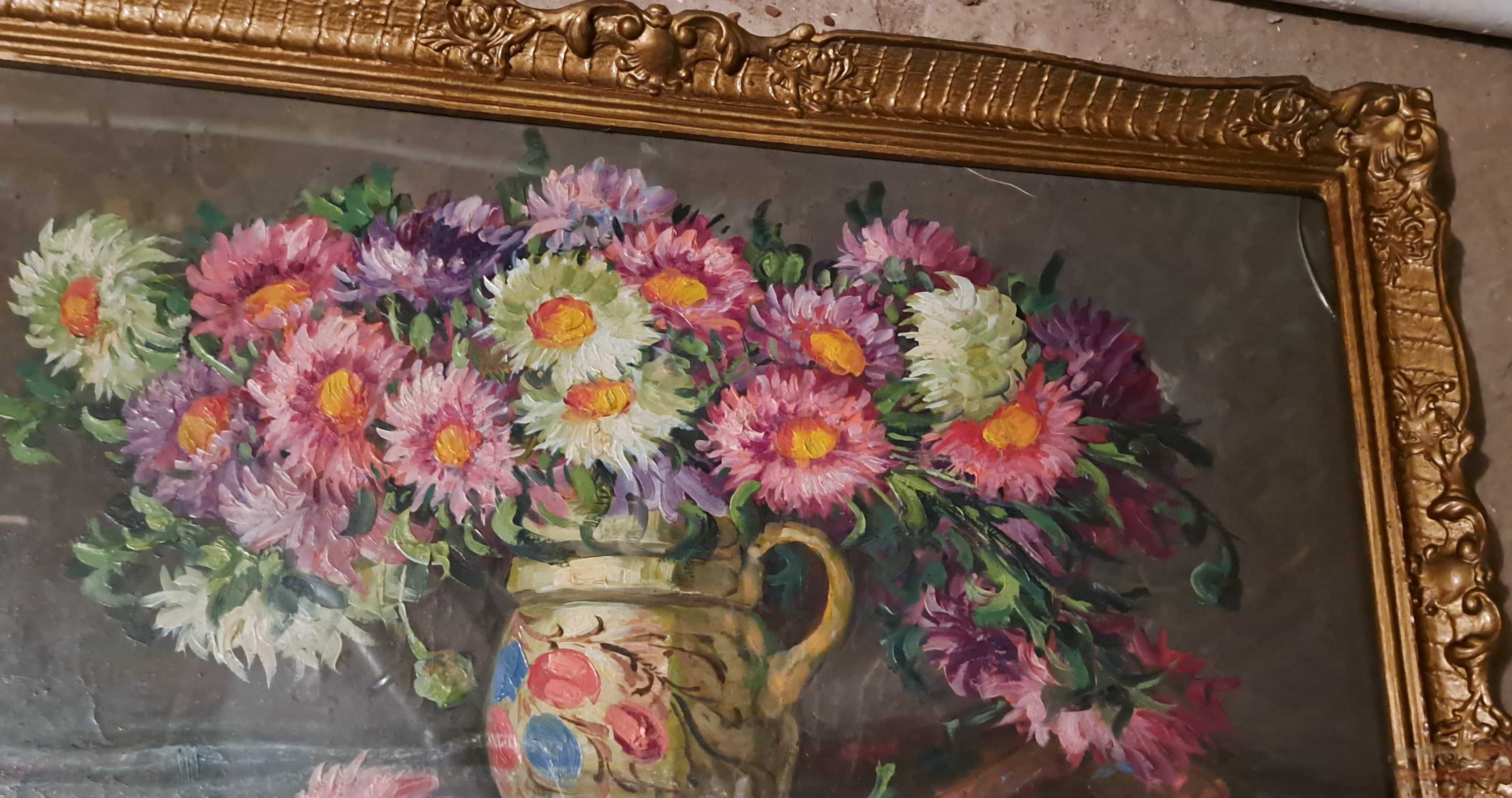 Tablou vechi Ulcica cu flori 82/67 V.Stupariu